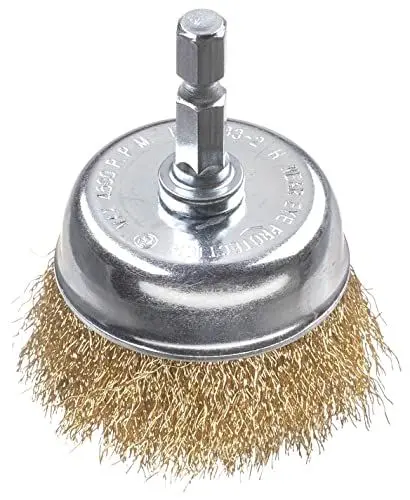 Produktbild: kwb Topf-Bürste, fein, Messing-Draht, Ø 50 mm für Metall und Stein, Drahtbürste für Bohr-Maschine inkl. E6.3 Sechskant-Schaft, zum Entrosten, Entzundern, Aufrauen und Reinigen