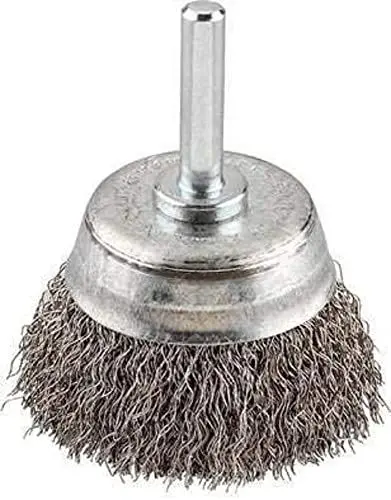 Produktbild: kwb Topf-Bürste HSS-Stahldraht, Ø 75 mm für Metall und Stein, Drahtbürste für Bohr-Maschine inkl. E6.3 Sechskant-Schaft zum Entrosten, Entzundern, Aufrauen und Reinigen, Grob, Gewellt