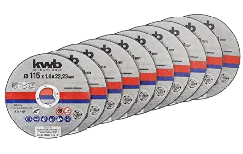 Produktbild: kwb Trennscheiben Dünn Winkelschleifer 115 mm - Trenn-Scheibe für Edelstahl INOX - Aufbewahrungsdose inkl. Ohrstöpsel - ABM. 115 x 1 x 22,23, Ø