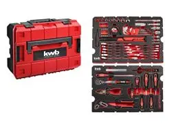 Produktbild: kwb Werkzeugkoffer/Werkzeug-Set, 80-teilig, Einhell E-Case-kompatibel, robust und hochwertig, ideal für den Haushalt oder die Garage, gepolstert mit Werkzeugeinlagen u. Schaumstoff im Deckel