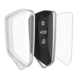 Produktbild: kwmobile Autoschlüssel Hülle kompatibel mit VW Golf 8 3-Tasten Autoschlüssel - Schlüsselhülle Silikon Cover - Transparent