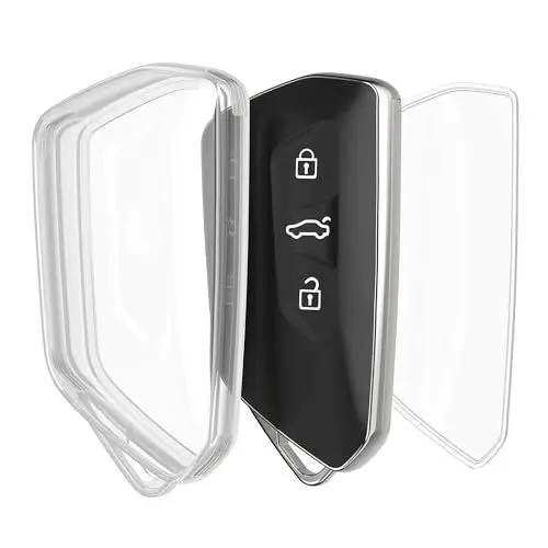Produktbild: kwmobile Autoschlüssel Hülle kompatibel mit VW Golf 8 3-Tasten Autoschlüssel - Schlüsselhülle Silikon Cover - Transparent