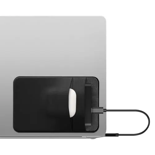 Produktbild: kwmobile Tasche kompatibel mit SanDisk Portable SSD, Samsung T7, Crucial X8, HDD - Halterung für Externe SSD Festplatte - 13x8cm - Elastisches Case Hülle selbstklebend Schwarz matt