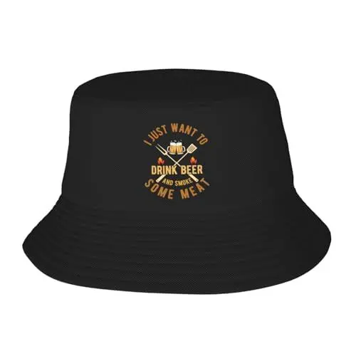 Produktbild: KWQDOZF I Just Want to Drink Beer Andsome Meat Bucket Damen Herren Angelmütze Sommer Strand UV-Schutz Hüte