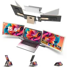 Produktbild: Kwumsy Tragbarer Monitor Für Laptop –15,6 Zoll FHD 1080P Laptop Bildschirm Erweiterung Monitor für alle Laptops, Monitor Mit Unterstützen 90°-235°Drehung, Kompatibel Mit Wins/Mac/PC(HDMI/Type-C/H5-T)