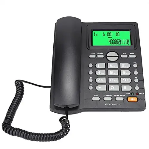 Produktbild: KX T880C Festnetztelefon, Schnurgebundenes Telefon mit Freisprecheinrichtung, Anrufer ID, Kurzwahl- und Stummschaltfunktion, Großtastentelefon, kein Akku Erforderlich (Black)