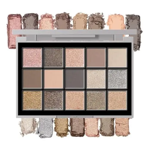 Produktbild: KYDA 15 Farben Smokey Eyeshadow Palette, Shimmer Matte Eyeshadow Makeup Palette, Hochpigmentierter Nude Toned Shadow Powder für Party Augen Make-Up