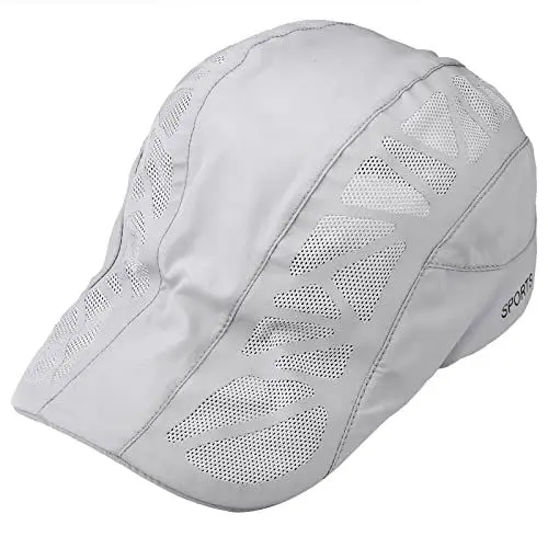 Produktbild: KYEYGWO Atmungsaktive Mesh Schirmmütze für Herren und Damen, Hellgrau Gatsby Newsboy Flatcap Outdoor Sonnenhut Einstellbare Sportmütze Freizeit Barette Cap Sommer Kappe, Hellgrau