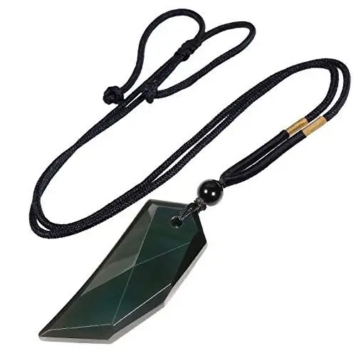 Produktbild: KYEYGWO Bunten Obsidian Heilung Kristall Spitzer Anhänger mit Einstellbare Nylon Seil, Stein Wolfszahn Anhängers Halskette Edelstein Amulett Schmuck für Damen und Herren