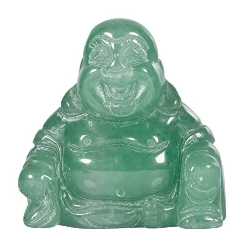 Produktbild: KYEYGWO Grüner Aventurin Geschnitzte Edelstein Lachender Buddha Figur, Heilung Kristall Glücksbuddha Stein Talisman Maitreyabuddha Statuen Fengshui Skulptur Ornament für Dekoration Glücksbringer