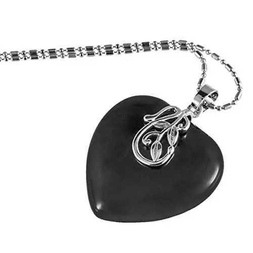 Produktbild: KYEYGWO Obsidian Kristall Herz Anhänger für Damen, Metall Blatt Halsketten Heilung Edelstein Kettenanhänger Liebe Schmuck Herzförmige Amulett