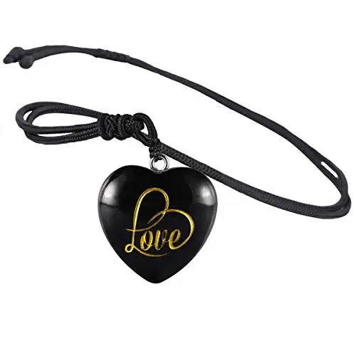 Produktbild: KYEYGWO Obsidian Stein Herz Anhänger Halsketten für Daman und Herren mit Love Geschnitzte, Herzförmige Heilung Kristall Edelstein Kettenanhänger mit Einstellbare Nylon Seil