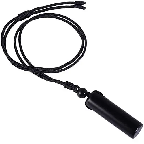 Produktbild: KYEYGWO Obsidian Zylindrischer Kristall Anhänger für Herren und Damen, Handgefertigt Heilung Stein Halskette Segen Schmuck Edelstein Glücksbringer Amulett mit Verstellbarer Nylonseil