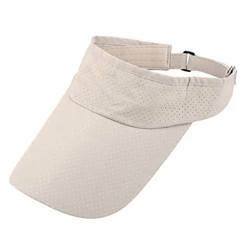 Produktbild: KYEYGWO Sonne Visor Cap für Damen und Herren, Verstellbar Visier Hat Beach Sonnenhut Atmungsaktiv Sommerhut Einfarbig Schirmcap mit Breite Krempe, Beige
