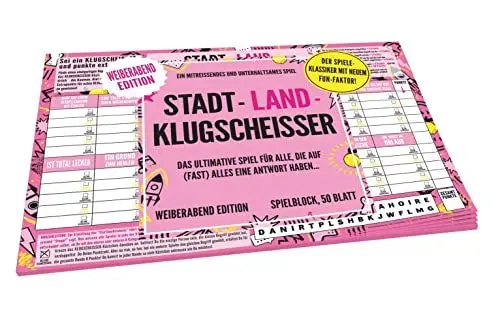 Produktbild: Kylskapspoesi AB Spielblock Stadt-Land-Klugscheisser – Weiberabend Edition