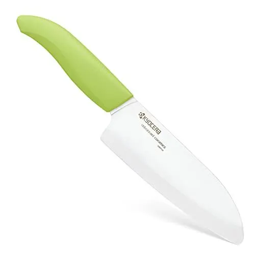 Produktbild: Kyocera GEN GREEN Keramik Santokumesser | Klinge 14 cm | ergonomisch geformter Griff | extrem scharfes Küchenmesser | Kochmesser Profi Messer | Fleischmesser Profi Messer