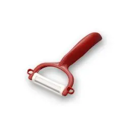Produktbild: Kyocera Sparschäler Rot | zweischneidige Klinge: 4 cm | extra scharfer Schäler | sauberes Schälen von Gemüse und Obst | spülmaschinenfester Obstschäler | Mehrzweck Gemüseschneider