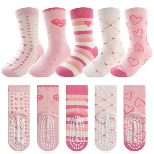 Produktbild: Kyopp 5 Paar Stoppersocken Kinder Baumwolle Socken Jungen Mädchen ABS Anti Rutsch Socken Tiermotive 25-37EU（ABS-Lieben S）