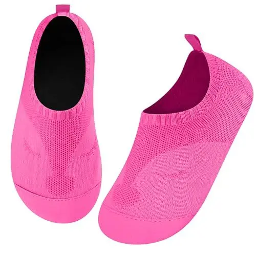 Produktbild: Kyopp Hausschuhe Kinder Junge Mädchen Barfussschuhe Rutschfeste Pantoffeln Atmungsaktives Weicher Kindergarten Slippers Kleinkinder Schuhe(Barbie-Rosa 28/29EU)