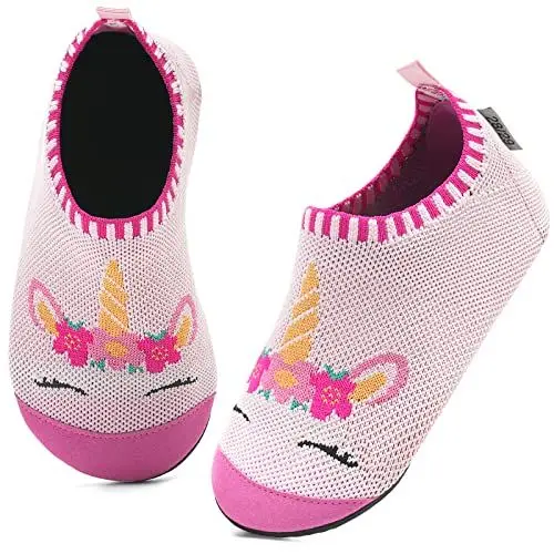 Produktbild: Kyopp Hausschuhe Kinder Junge Mädchen Pantoffeln Rutschfest Barfussschuhe Kindergarten Slippers für Atmungsaktive Weich Lauflernschuhe Kleinkinder Schuhe(Einhorn Rosa 30/31EU)