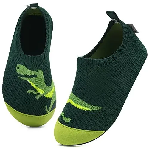 Produktbild: Kyopp Kinder Hausschuhe Junge Mädchen Pantoffeln Aquaschuhe Atmungsaktive Rutschfest Barfussschuhe Slipper Kindergarten Unisex (Stricken-Dinosaurier 26/27 EU)