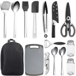 Produktbild: Kyraton Camping Kochgeschirr Set 15 Stück, Edelstähle Campingausrüstung, Ldeal Für Backpacking, Grillen, Camping und Wanderungen.