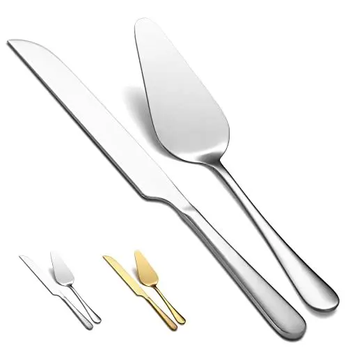 Produktbild: Kyraton Hochzeits tortenmesser und Server Set, Edelstahl Kuchenheber & Tortenheber für die Hochzeit beinhalten Tortenausstecher und Tortenheber