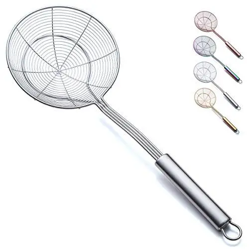 Produktbild: Sieb Spider Skimmer für Küche, Kyraton Edelstahl Schlitzlöffel Pasta Siebe Tomaten Lebensmittel Sieb Skimmer Schöpfkelle für Pasta, Küche Kochen und Braten von Speisen.