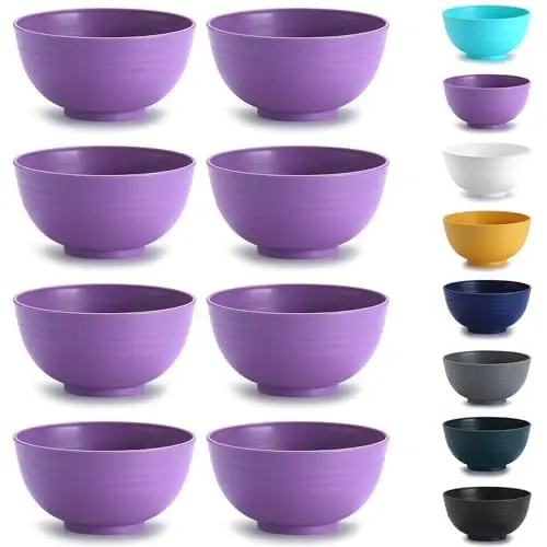 Produktbild: Kyraton plastik müslischüssel 8er, unzerbrechliche und wiederverwendbare leichte Schüssel für Reisnudelsuppe, Snack, Salat, Obst, spülmaschinenfest
