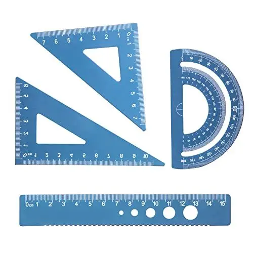 Produktbild: Kytpyi geodreieck, lineal 15cm kinder, 4-teiliges Metalllineal-Set mit abgerundeten Ecken, Sicherheitsdesign, Schreibwaren, Mathematik, Geometrie-Kit, Winkelmesser für Schüler, Lehrer, Schule