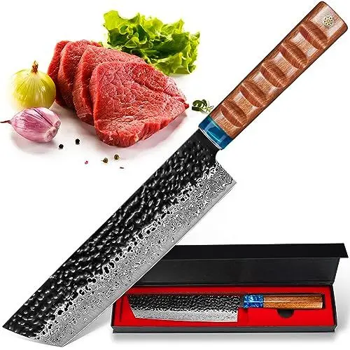 Produktbild: kyushublade Nariki Messer Kochmesser 18,5cm, Profi Küchenmesser aus 67 Schichten Gehämmertem Damaststahl Chefmesser Scharf mit Ergonomischer Griff für Haushalt,Restaurant
