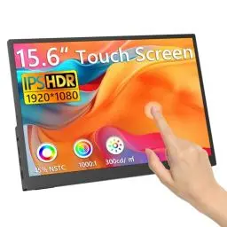 Produktbild: Kyyivwine 15T 15,6 Zoll Tragbarer Monitor,Touchscreen-Monitor with 2 USB-C,FHD1080P,IPS-Sreen,HDMI,Monitor,10-Punkt-Touch,Dual-Lautsprecher,Erweiterter Monitor für Laptop,PC,Mobiltelefon,Mac,Xbox,PS5