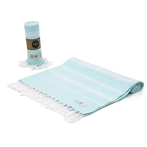 Produktbild: KZY London Saunatuch Hamamtuch Saunahandtuch Strandtuch Badetuch Duschtuch Strandhandtuch Picknickdecke%100 Baumwolle Extra Leicht XXL100 x 180 cm Damen&Herren (Minze)