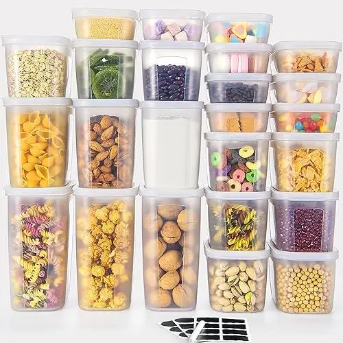 Produktbild: L LONGANCHANG Vorratsdosen mit Deckel 24 STK, BPA frei Luftdichte Vorratsbehälter Set, Küche Aufbewahrungsbox für Nudeln Mehl Müsli Zucker Snack