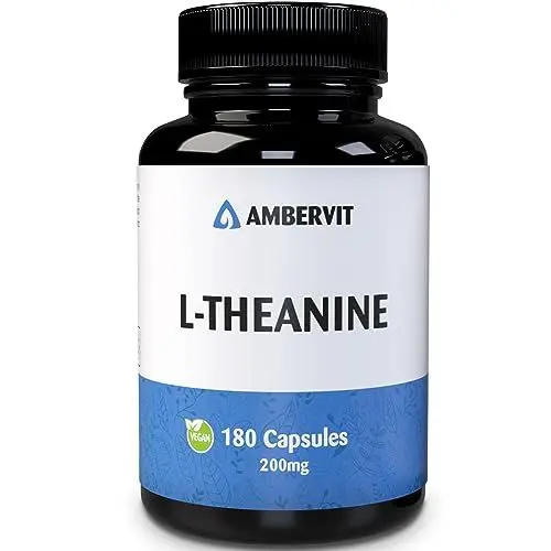 Produktbild: L Theanin 180 Kapseln - 200mg pro Kapsel | Für Konzentration, Entspannung & Stressabbau | Vegan, Keine Künstlichen Füllstoffe | Allergen und Gluten Frei | Ambervit