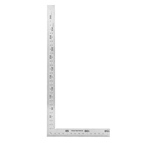 Produktbild: Ejoyous L-Form Winkellineal 90 Grad Winkellineal Mess Winkelwerkzeug Doppelseitiges Rechtwinkliges Lineal mit Roter und Schwarzer Farbmarkierung für Schreiner (300mm*150mm)