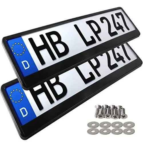 Produktbild: L & P Car Design L&P A162 2 x Kennzeichenhalter in schwarz Nummernschild Kennzeichenhalterung