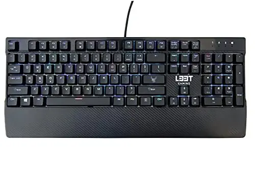 Produktbild: L33T Gaming Keyboard, E-Sports Vollmechanische Gaming Tastatur, 105 Anti-Ghosting-Tasten, 12 Multimedia Tasten, 5 programmierbare Taste, RGB Gaming Keyboard, USB-Anschluss, US Layout TYR schwarz