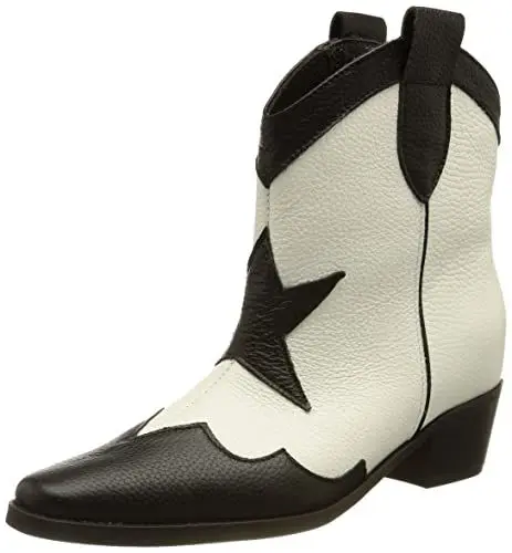 Produktbild: L37 HANDMADE SHOES Damen Stiefel I Cowboystiefel I Wildleder I Lederfutter I Handgefertigte Schuhe I Sky Full of Stars I Western Boot, Schwarz/Weiß, 37 EU