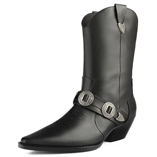 Produktbild: L37 HANDMADE SHOES Damen Stiefeletten I Cowboystiefel Naturleder I Handgefertigte Schuhe I Einzigartiger Stil I Cast In Steel Western Boot, Black, 39 EU