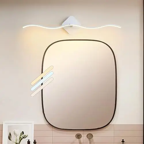 Produktbild: Amzxiubii Dimmbare LED Spiegelleuchte 60 cm, 12W 1080LM, IP44 wasserdicht, 3000K-6000K, Moderne Wandleuchte für Badezimmer, Badschrank, Küche, Keller, Weiß