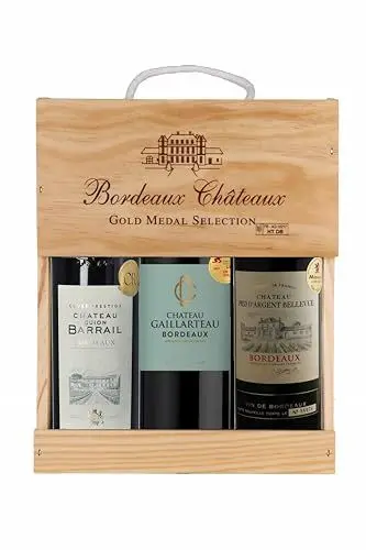 Produktbild: La Grande Vinothèque Selection Bordeaux - Wein Set Rotwein mit Goldmedaille in Holzkiste - Ideal als Geschenk - Herkunft : Frankreich (3 x 0.75 l)