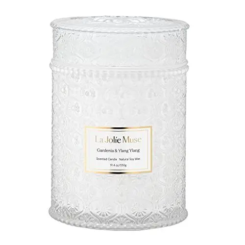 Produktbild: La Jolíe Muse Duftkerze im Glas, Gardenie & Ylang-Ylang Duftkerze, 539g, Natürliche Kerze für zu Hause, 90 Stunden Brenndauer,Weihnachten Geschenk Kerze