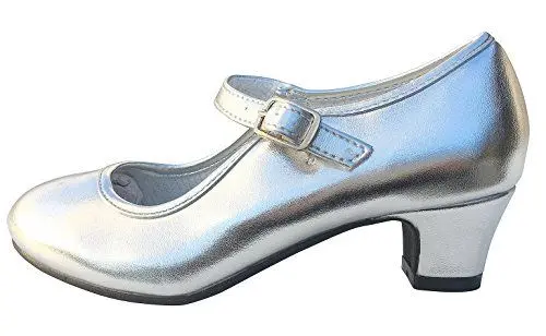 Produktbild: La Senorita Spanische Flamenco Tanz Verkleid Prinzessinnen Schuhe Silber für Mädchen