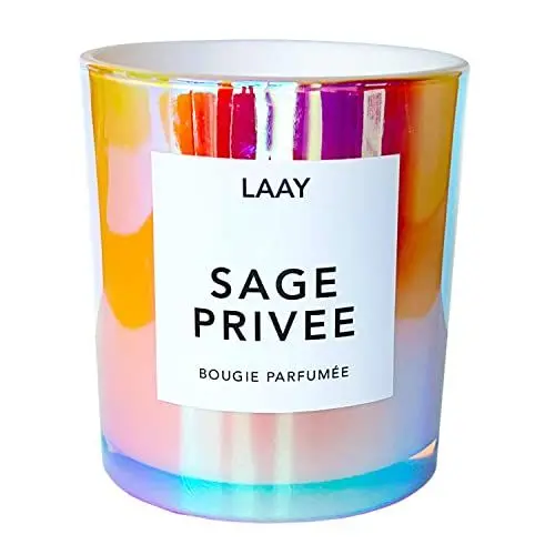 Produktbild: LAAY Duftkerze im Glas, Sage Privee, Salbei und Meersalz Duft, natürliche Kerze aus Sojawachs, Aromatherapie für zu Hause, 50 Stunden Brenndauer - 250gr