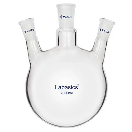 Produktbild: Labasics Glaskolben 50ml 3-Hals-Rundkolben RBF, 3 Neck Round Bottom Flask mit 24/40 Mittel- und Seiten Standardgelenk (2000ml)