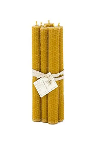 Produktbild: L'Abella 100% Bienenwachskerzen aus Spanien - reines Naturprodukt - direkt vom Imker - Honigduft - in Handarbeit gefertigt - 6 Kerzen mit je ca.20 cm x 2 cm, Menge:1 Stück