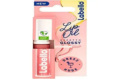 Produktbild: Labello Lip Oil Glossy Effect - Dress Nude 5.5ml, Volumizing and Moisturizing Lip Gloss Oil Lip Oil with Oil 100% Natural Lip Gloss Lip Gloss for soft and bright lips