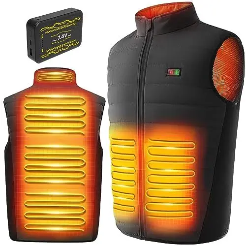 Produktbild: LABEWVI Beheizbare Weste, Heizweste für Damen Herren, Beheizte Jacke, Heizjacke mit 10000mAh Powerbank, Wärmeweste mit 3 Einstellbar Temperatur | 6 Heizzone