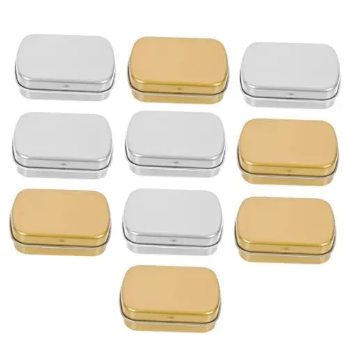 Produktbild: LABRIMP 10 Stück Mini Blechdosen Mit Deckel - Rechteckige Aufbewahrungsbehälter Für Süßigkeiten Schmuck Pillen Klein Gegenstände - Praktische Metallboxen Für Unterwegs